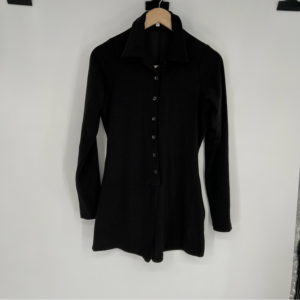 Frankies Bikinis Hayden Terry Black‎ Long Sleeve Romper Large - Picture 2 of 12